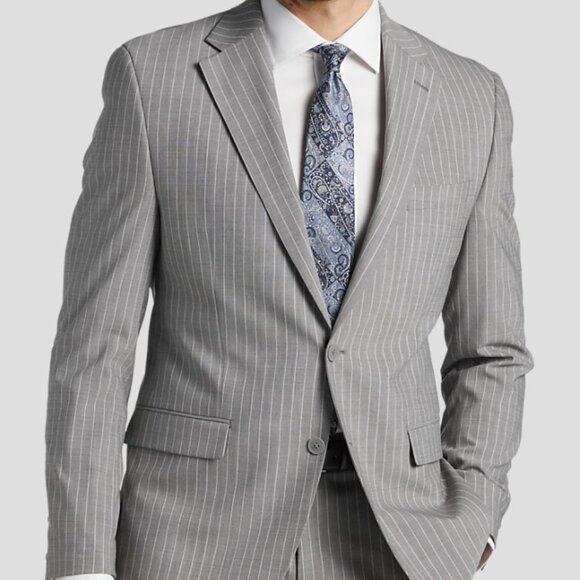 (3-Piece) Michael Strahan Grey Pinstripe Suit, Vest and Pants 42L